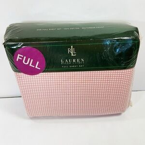 Rare! Deadstock Vintage Lauren Ralph Lauren Pink Gingham Full Sheet Set - Full